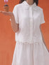 Embroidered Collar Short Sleeve Blouse